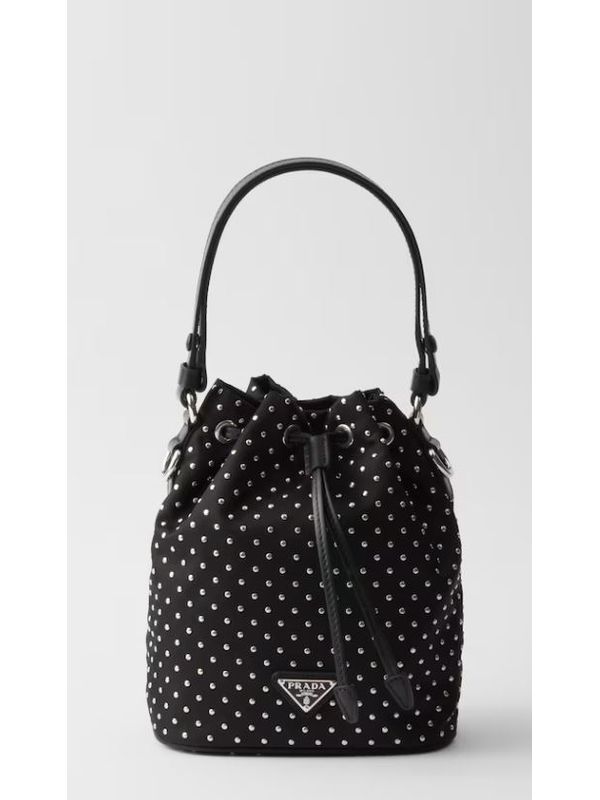 Triangle Logo Stud Nylon Mini Bucket Bag