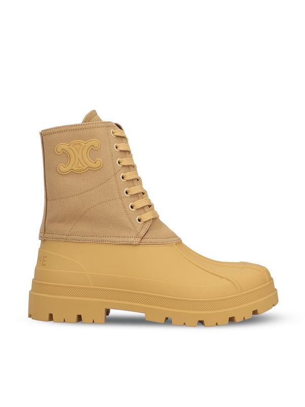 Celine Beige Lace-Up Boots