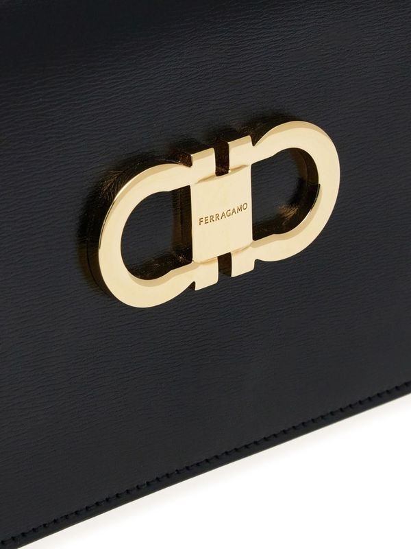 FERRAGAMO - Double Gancini Leather Mini
  Shoulder Bag - Jente