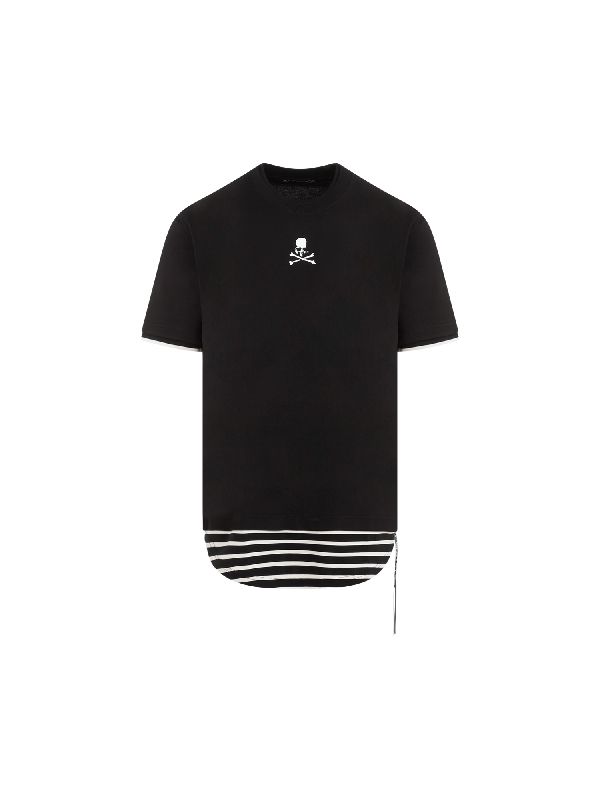 Stripe Hem Cotton T-Shirt