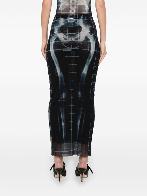 X-Ray Printing Semi Sheer Nylon Skirt