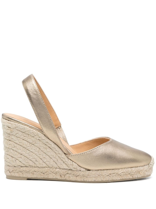 Castaner Gold Wedge Sandals