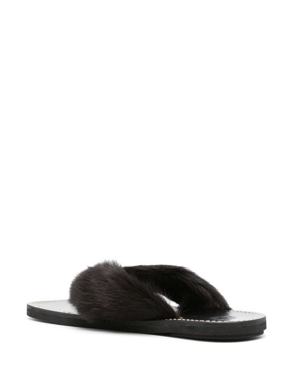 Fur Strap Flip-Flops