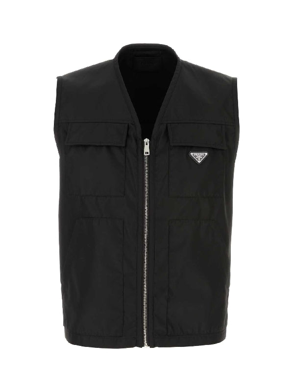 Triangle Logo Detail Zip Vest
