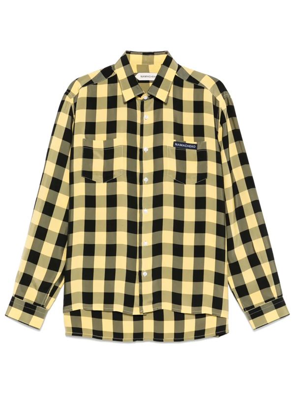 Logo Patch Gingham Check Viscose Shirt