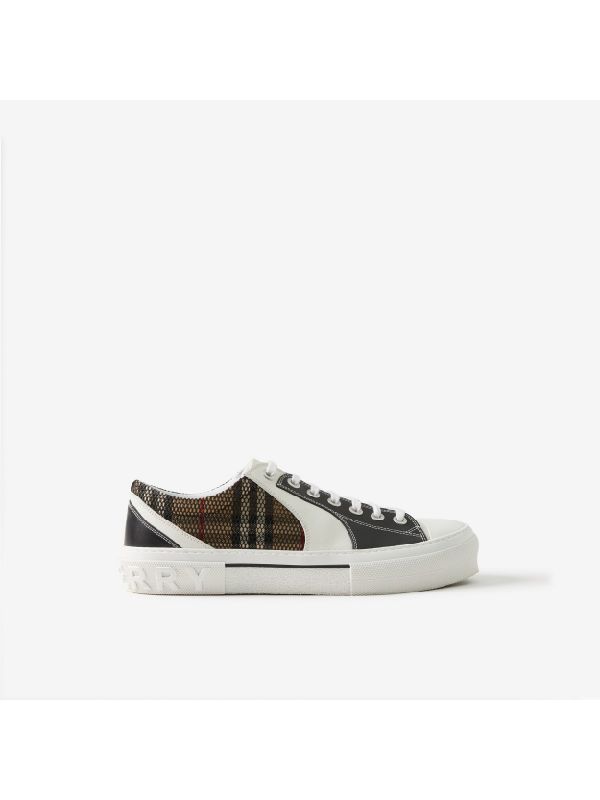 Vintage Check Mesh Overlay
  Leather Sneakers