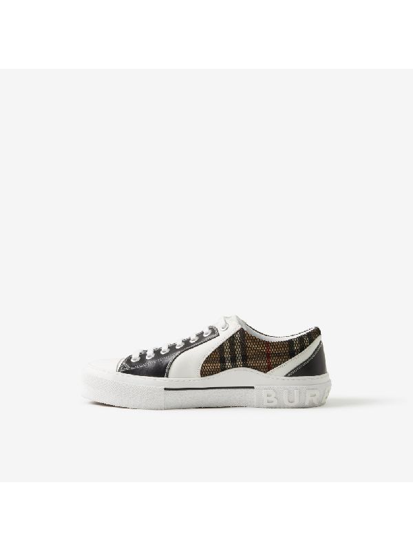 Vintage Check Mesh Overlay
  Leather Sneakers