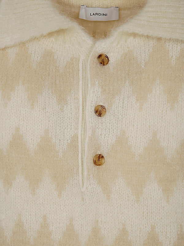 Mohair Blend Knit Polo Shirt