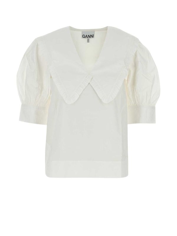 フリルカラーバルーンスリーブシャツ