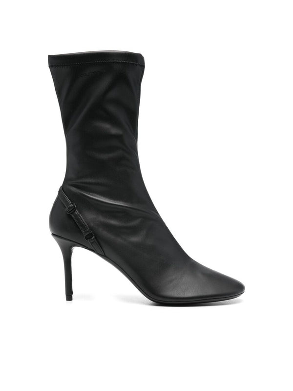 Buckle Detail Leather Ankle Boots