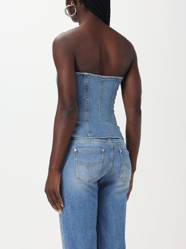 Bow Detail Denim Tube Top