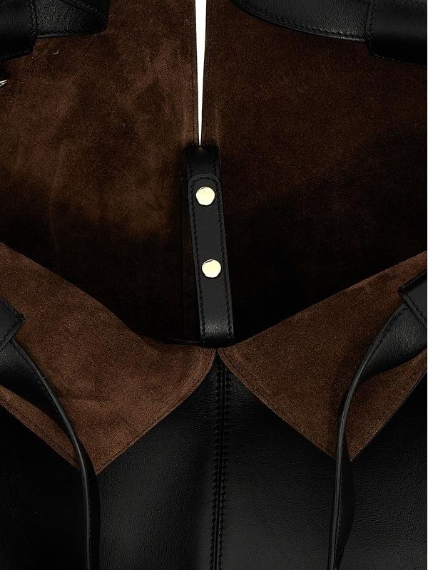 Di Logo Patch Leather Tote Bag