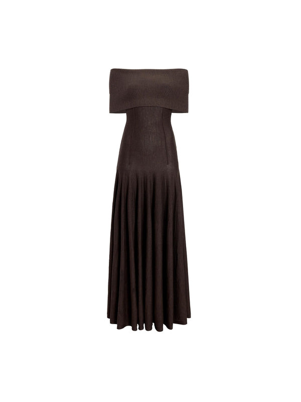 Off-shoulder Wool Blend Dress