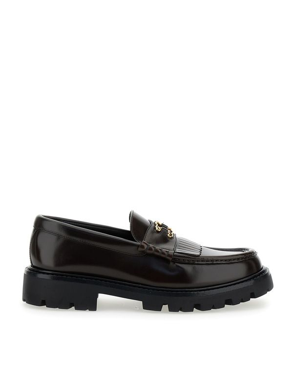 Triomphe Chain Fringe Leather Loafers