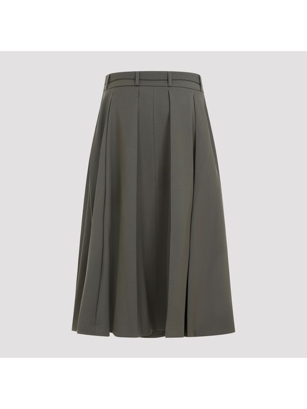 PATOU - Pleats Belt Wool Blend Skirt - Jente