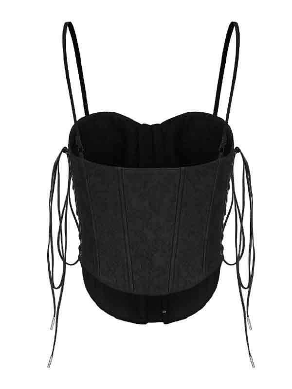 Jacquard Lace-Up Corset Top