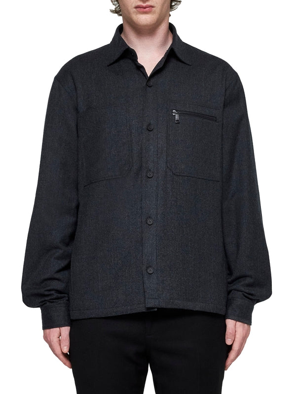 Zipper Pocket Wool Shirt