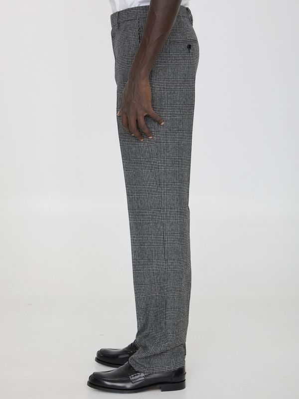 Check Wool Tailored Pants