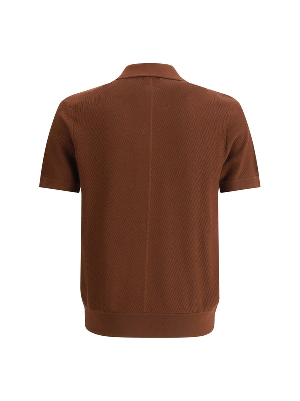 Brown Cotton Nylon Polo Shirt