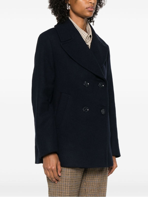 Double Breasted Wool Blend Peacoat