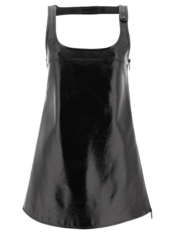 Square Neck Vinyl Mini Dress