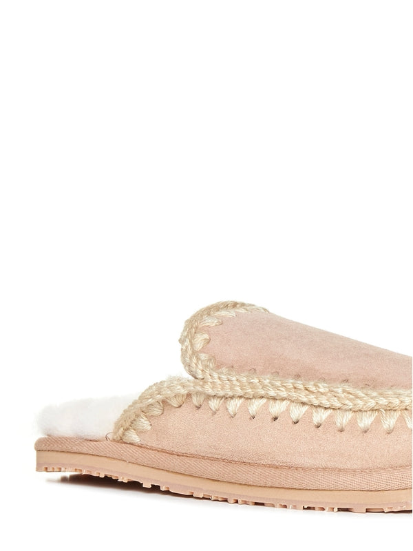 Pink Leather Backless Loafers