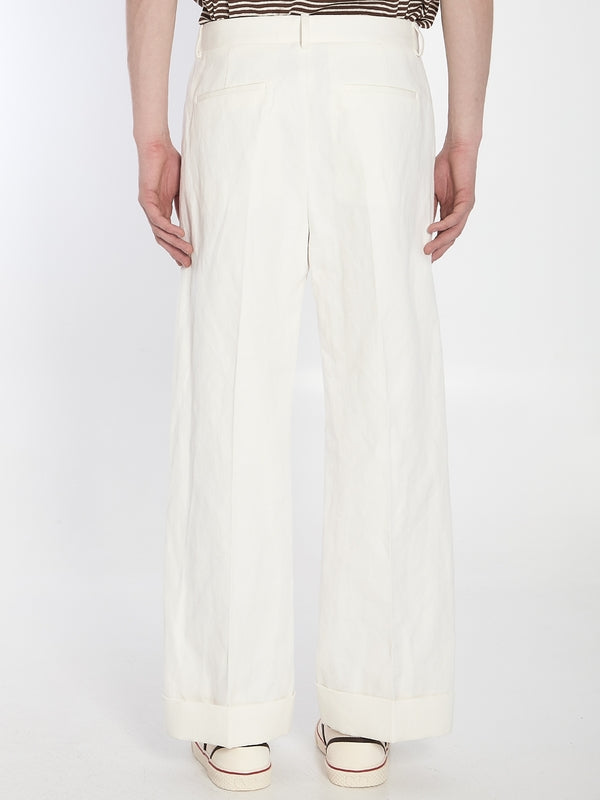 White Cotton Linen Pants