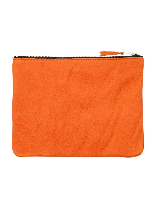 Orange Suede Zipper Coin Wallet