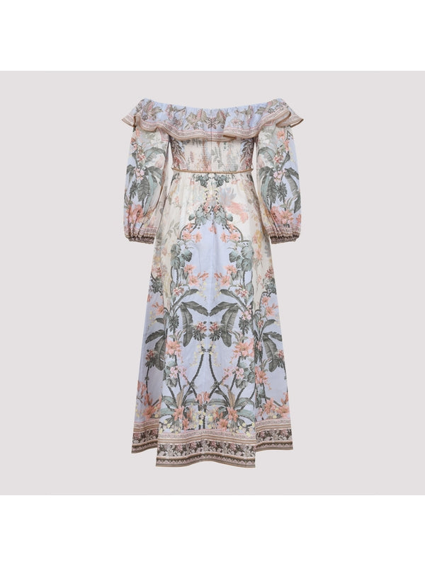 Wylie Flower Pattern Linen Dress