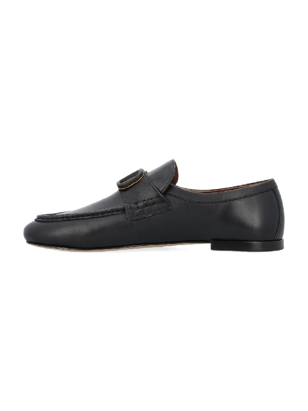 V Logo Accent Calfskin Loafers