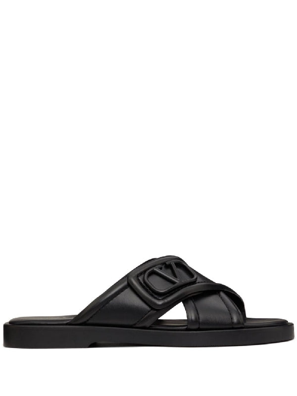 V Logo Cross Band Leather
  Sandals