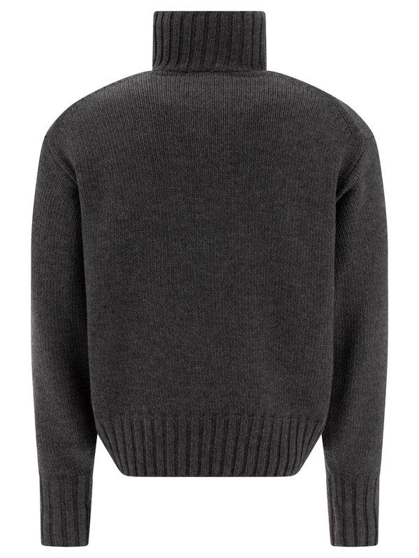 Zipper High Neck Wool Knit