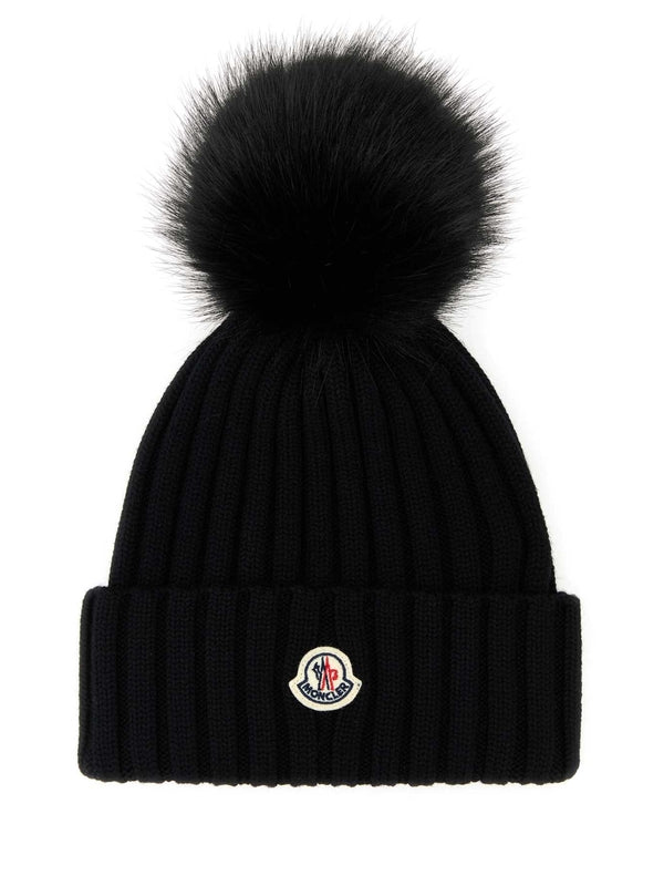 Logo Patch Ribbed Knit Beanie