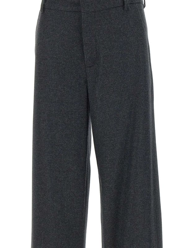 Straight Wool Blend Tailored Pants