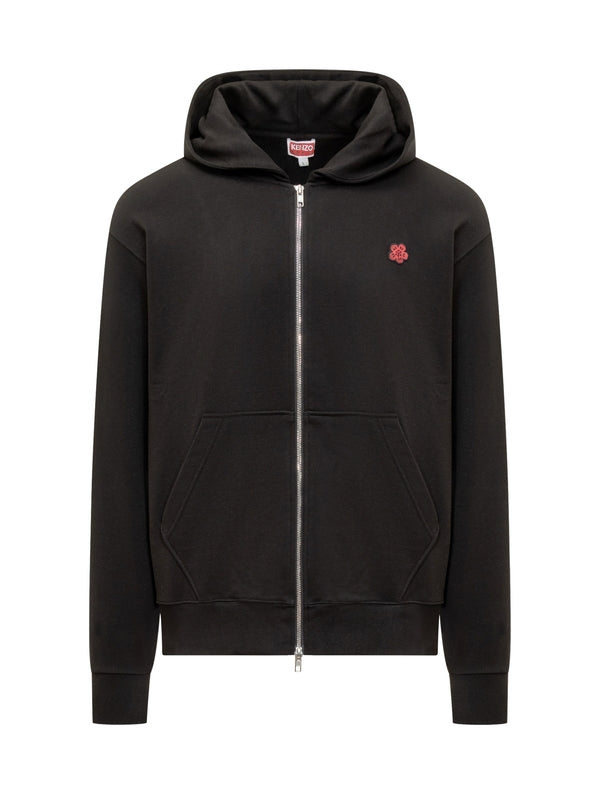 Bokeh Flower Cotton Hooded Zip-Up