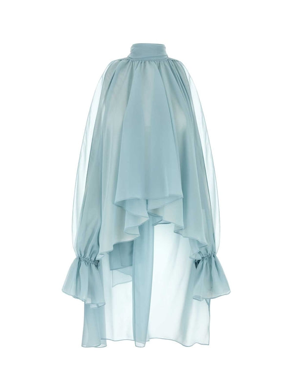 Ruffle Detail Semi-Sheer Blouse