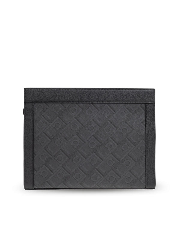 Gancini Logo Leather Clutch Bag