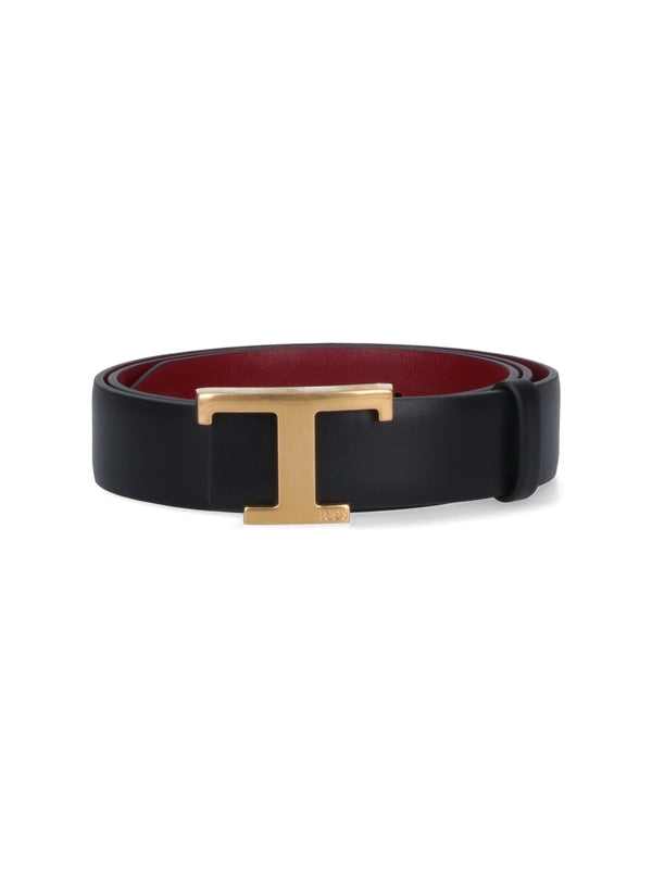 T Logo Leather Belt