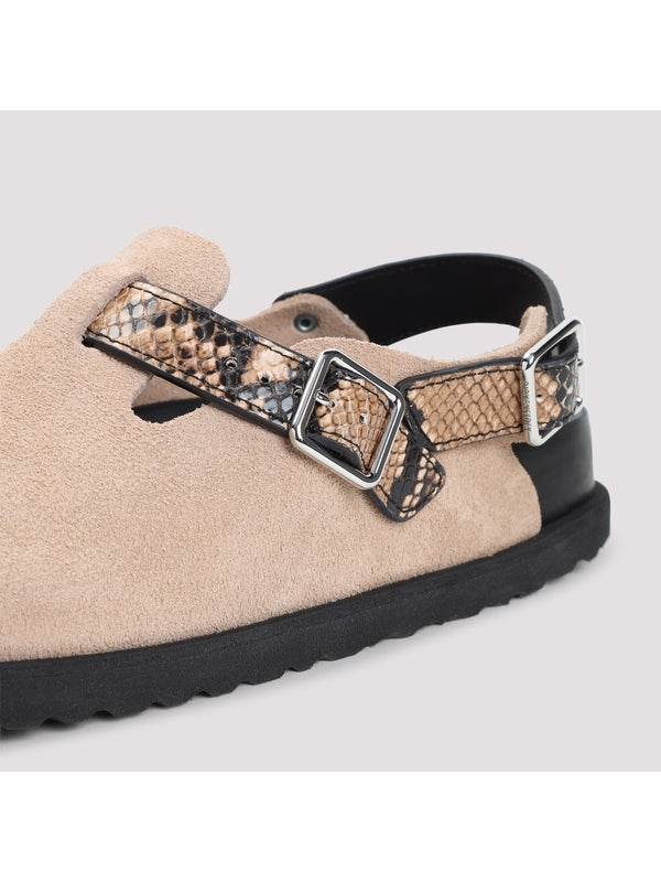 Tokio Snake-Effect Suede Sandals