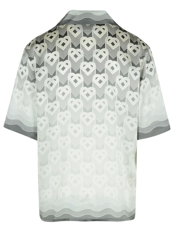 Contrast Pattern Silk Short Sleeve Shirt