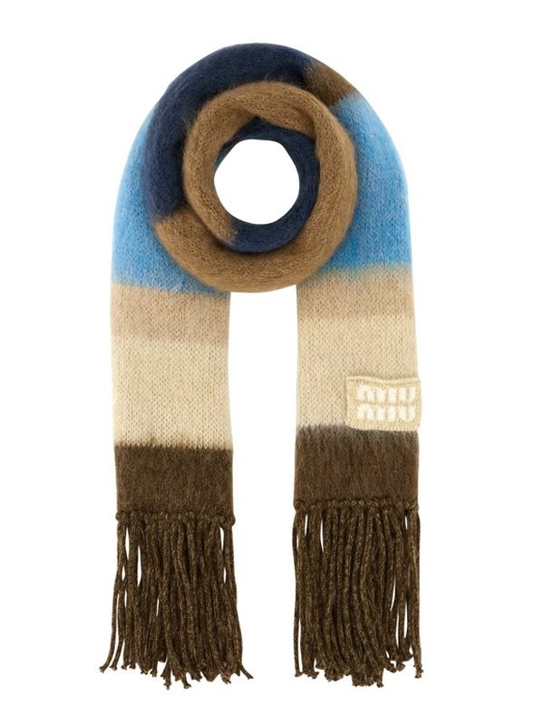 Logo Stripe Fringe Detail Muffler