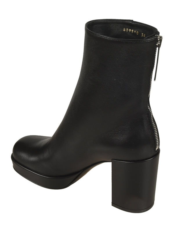 Zip-up Leather Ankle Boots