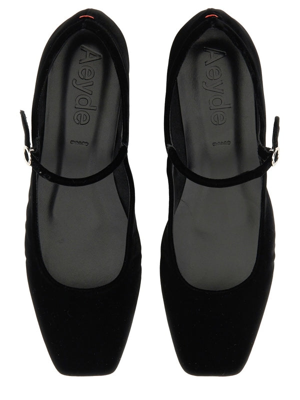 Black Velvet Flat Shoes