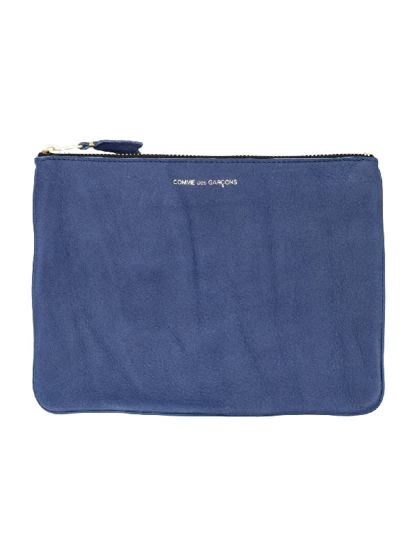 Navy Suede Zipper Coin Wallet