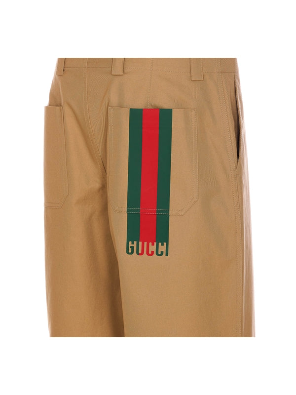 Web Detail Cotton Straight Pants