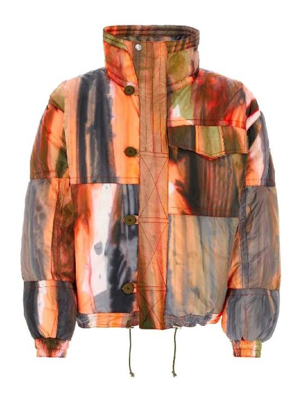 Graphic Printed Nylon Puffer Jacket