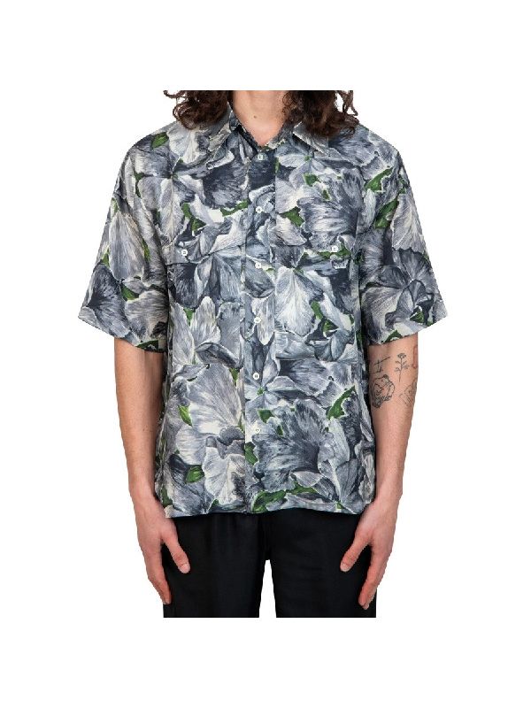 Flower Printed Silk Short Sleeve Shirt