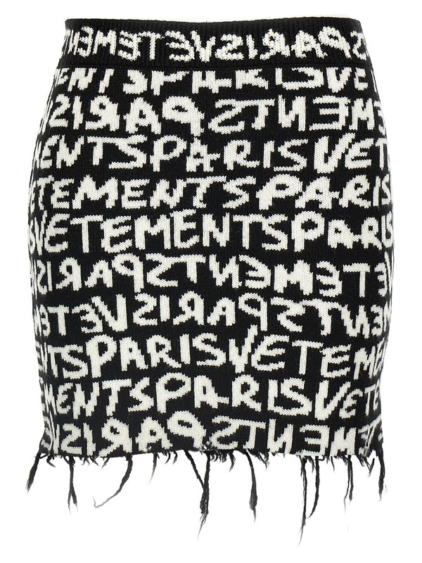 Lettering
  Jacquard Wool Mini Skirt