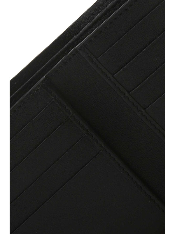 V Logo Detail Leather Bifold Wallet