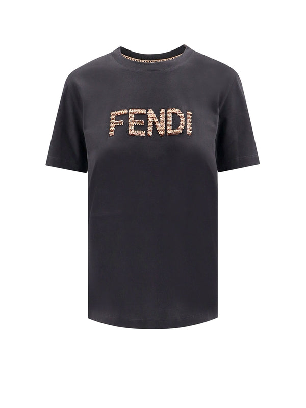 FENDI - Sequin Logo Short Sleeve T-Shirt - Jente
